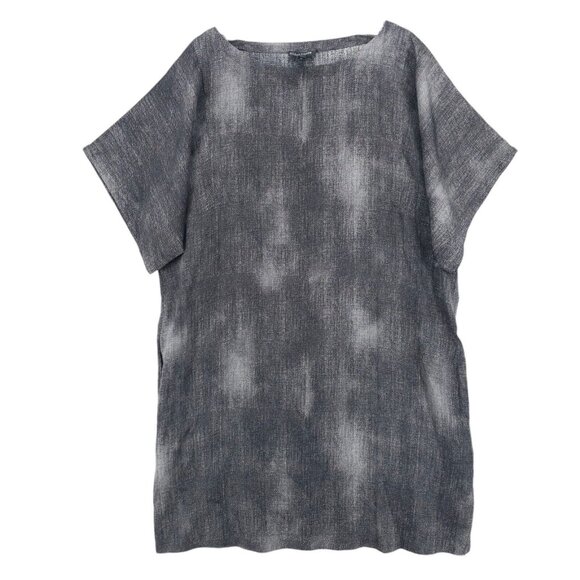 EILEEN FISHER Silk Cotton Gray Sheath Dress Pockets Abstract Pattern Size MEDIUM - Picture 1 of 6